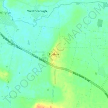 Mapa topográfico Foston, altitude, relevo