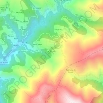 Mapa topográfico Bustofrío, altitude, relevo
