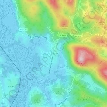 Mapa topográfico Gautegiz Arteaga, altitude, relevo