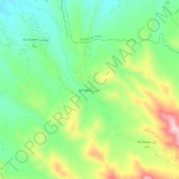Mapa topográfico Igueriben, altitude, relevo