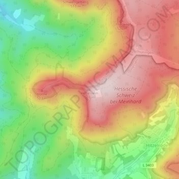 Mapa topográfico Hohestein, altitude, relevo
