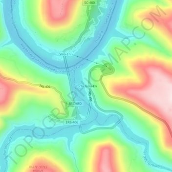 Mapa topográfico Porto Goio-En, altitude, relevo