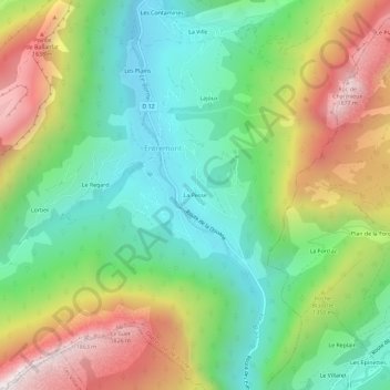 Mapa topográfico La Pesse, altitude, relevo