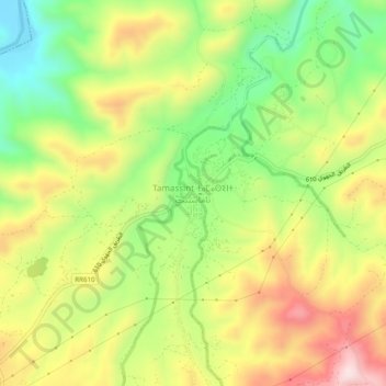 Mapa topográfico Tamassint, altitude, relevo