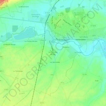 Mapa topográfico Les Grandes Bordes, altitude, relevo