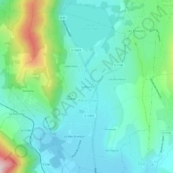 Mapa topográfico Le Bourg, altitude, relevo