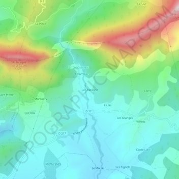 Mapa topográfico La Charagne, altitude, relevo