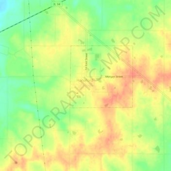 Mapa topográfico Logan, altitude, relevo