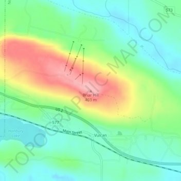 Mapa topográfico Briar Hill, altitude, relevo