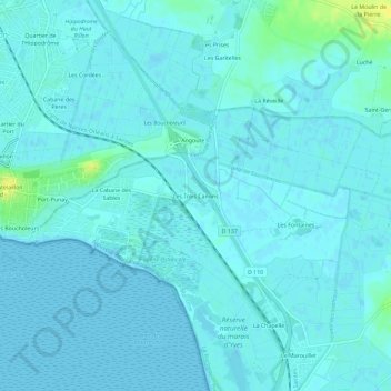 Mapa topográfico Les Trois Canons, altitude, relevo