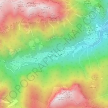 Mapa topográfico Bosco Verde, altitude, relevo