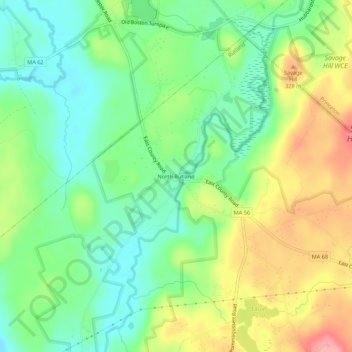 Mapa topográfico North Rutland, altitude, relevo