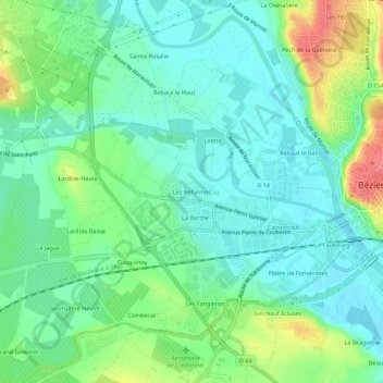 Mapa topográfico Les Réformés, altitude, relevo