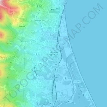 Mapa topográfico Lotissement Volpaghjolu, altitude, relevo