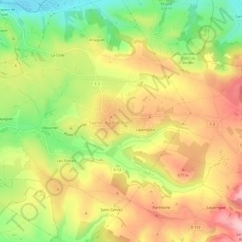 Mapa topográfico Trégous, altitude, relevo