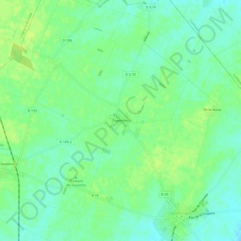 Mapa topográfico Faverolles, altitude, relevo
