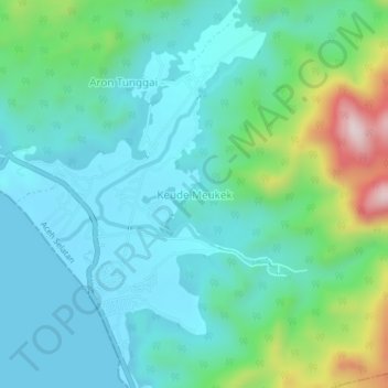 Mapa topográfico Keude Meukek, altitude, relevo