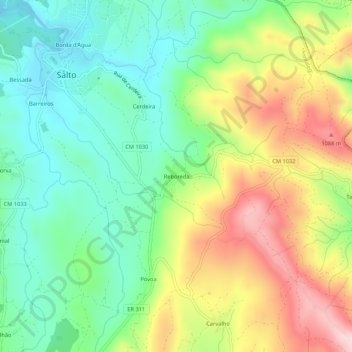 Mapa topográfico Reboreda, altitude, relevo