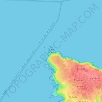 Mapa topográfico Pointe du Van, altitude, relevo