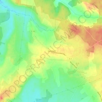 Mapa topográfico Bois Dieu, altitude, relevo