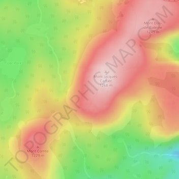 Mapa topográfico Notre Dame Mountains, altitude, relevo