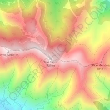 Mapa topográfico Sierra de Mijas, altitude, relevo