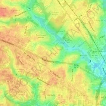 Mapa topográfico Edenroc, altitude, relevo