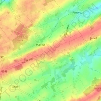 Mapa topográfico Matagne, altitude, relevo
