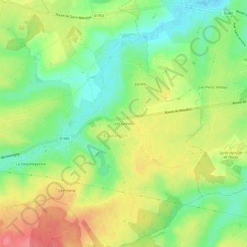 Mapa topográfico Les Grèves, altitude, relevo