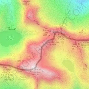 Mapa topográfico Pointe de Literole, altitude, relevo