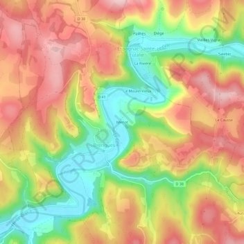 Mapa topográfico Merlet, altitude, relevo