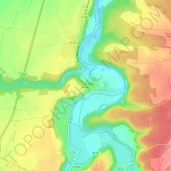 Mapa topográfico Entre les Deux Routes, altitude, relevo