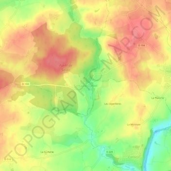 Mapa topográfico Fontaine-Daniel, altitude, relevo