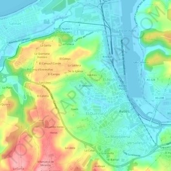 Mapa topográfico El Montán, altitude, relevo