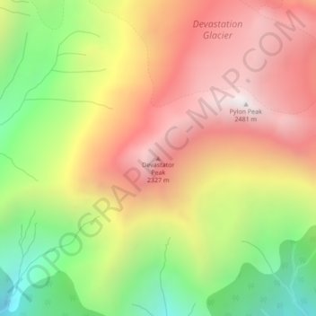 Mapa topográfico Devastator Peak, altitude, relevo