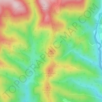 Mapa topográfico Olabe, altitude, relevo