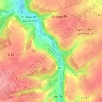 Mapa topográfico Thiédeville, altitude, relevo