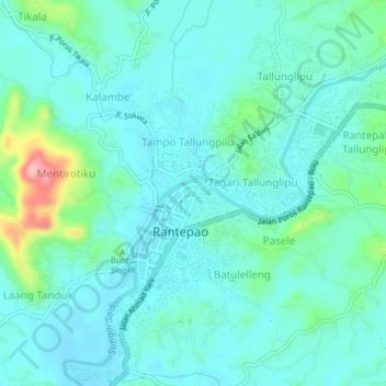 Mapa topográfico Malango, altitude, relevo