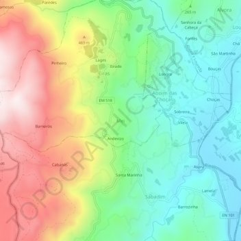 Mapa topográfico Mei, altitude, relevo