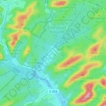 Mapa topográfico Neudoerfel, altitude, relevo