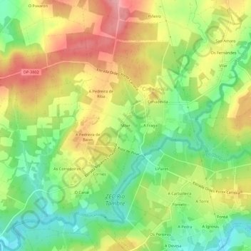 Mapa topográfico Moar, altitude, relevo