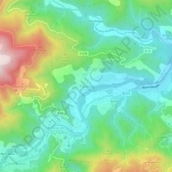 Mapa topográfico Palalda, altitude, relevo