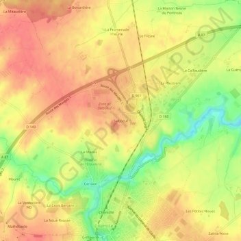 Mapa topográfico Salboeuf, altitude, relevo