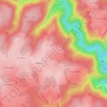 Mapa topográfico Valeix, altitude, relevo