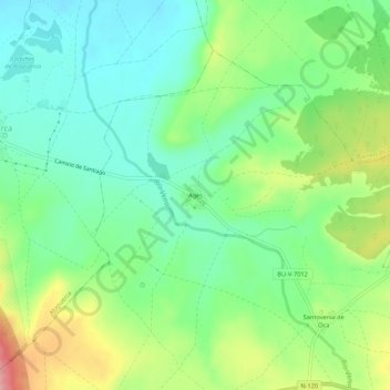 Mapa topográfico Agés, altitude, relevo