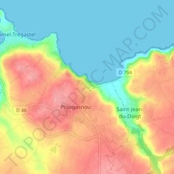 Mapa topográfico Kermaria, altitude, relevo