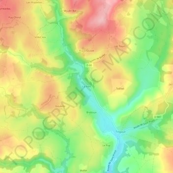Mapa topográfico La Hire, altitude, relevo