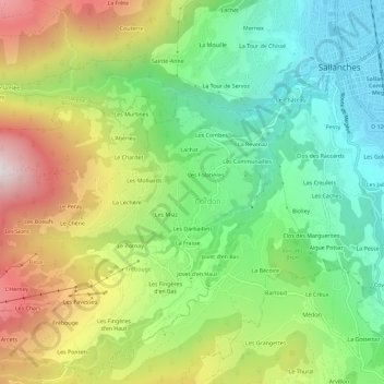 Mapa topográfico La Cry, altitude, relevo
