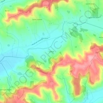 Mapa topográfico Lolmie, altitude, relevo