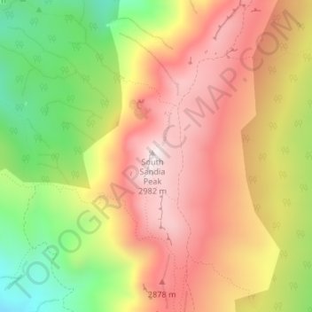 Mapa topográfico South Sandia Peak, altitude, relevo